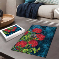 New Zealand Matariki Piwakawaka Puzzle Maori Koru With Pohutukawa Flowers LT05 - Polynesian Pride