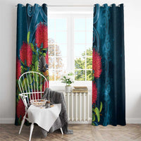 New Zealand Matariki Piwakawaka Window Curtain Maori Koru With Pohutukawa Flowers LT05 - Polynesian Pride