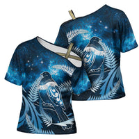 New Zealand Matariki Cross Shoulder Shirt Pigeon Kereru Maori Fern Art LT05 - Polynesian Pride