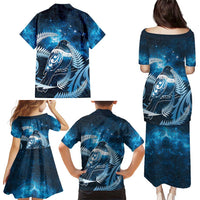 New Zealand Matariki Family Matching Puletasi and Hawaiian Shirt Pigeon Kereru Maori Fern Art LT05 - Polynesian Pride