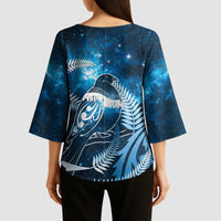New Zealand Matariki Kimono Sleeve Blouse Pigeon Kereru Maori Fern Art LT05 - Polynesian Pride