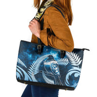 New Zealand Matariki Leather Tote Bag Pigeon Kereru Maori Fern Art LT05 Blue - Polynesian Pride