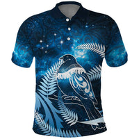 New Zealand Matariki Polo Shirt Pigeon Kereru Maori Fern Art LT05 Blue - Polynesian Pride
