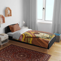 Hawaii King Kamehameha Bedding Set Hawaiian Kakau Pattern With Leis