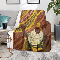 Hawaii King Kamehameha Blanket Hawaiian Kakau Pattern With Leis