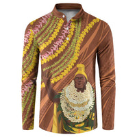 Hawaii King Kamehameha Button Sweatshirt Hawaiian Kakau Pattern With Leis