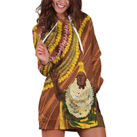 Hawaii King Kamehameha Hoodie Dress Hawaiian Kakau Pattern With Leis