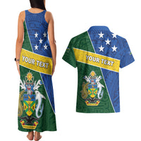 Personalised Solomon Islands Independence Day Couples Matching Tank Maxi Dress and Hawaiian Shirt With Coat Of Arms LT05 - Polynesian Pride