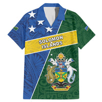 Personalised Solomon Islands Independence Day Family Matching Mermaid Dress and Hawaiian Shirt With Coat Of Arms LT05 Dad's Shirt - Short Sleeve Green - Polynesian Pride