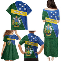 Personalised Solomon Islands Independence Day Family Matching Puletasi and Hawaiian Shirt With Coat Of Arms LT05 - Polynesian Pride