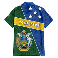 Personalised Solomon Islands Independence Day Family Matching Short Sleeve Bodycon Dress and Hawaiian Shirt With Coat Of Arms LT05 - Polynesian Pride