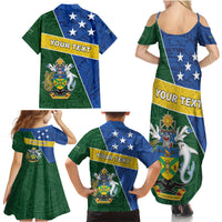 Personalised Solomon Islands Independence Day Family Matching Summer Maxi Dress and Hawaiian Shirt With Coat Of Arms LT05 - Polynesian Pride