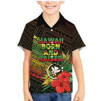Personalized Hawaii Born and Raised Family Matching Mermaid Dress and Hawaiian Shirt Kanaka Maoli Flag Day LT05 Son's Shirt Reggae - Polynesian Pride