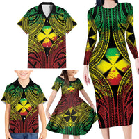 Personalised Wallis and Futuna Territory Day Family Matching Long Sleeve Bodycon Dress and Hawaiian Shirt Polynesian Pattern Simple Style LT05 - Polynesian Pride