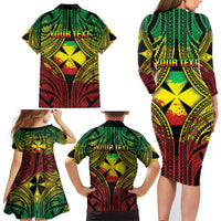 Personalised Wallis and Futuna Territory Day Family Matching Long Sleeve Bodycon Dress and Hawaiian Shirt Polynesian Pattern Simple Style LT05 - Polynesian Pride