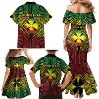 Personalised Wallis and Futuna Territory Day Family Matching Mermaid Dress and Hawaiian Shirt Polynesian Pattern Simple Style LT05 - Polynesian Pride
