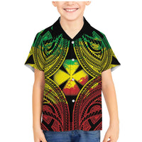 Personalised Wallis and Futuna Territory Day Family Matching Mermaid Dress and Hawaiian Shirt Polynesian Pattern Simple Style LT05 Son's Shirt Reggae - Polynesian Pride