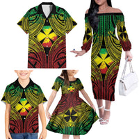 Personalised Wallis and Futuna Territory Day Family Matching Off The Shoulder Long Sleeve Dress and Hawaiian Shirt Polynesian Pattern Simple Style LT05 - Polynesian Pride