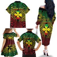 Personalised Wallis and Futuna Territory Day Family Matching Off The Shoulder Long Sleeve Dress and Hawaiian Shirt Polynesian Pattern Simple Style LT05 - Polynesian Pride