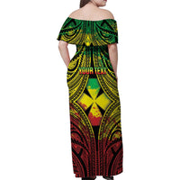 Personalised Wallis and Futuna Territory Day Family Matching Off Shoulder Maxi Dress and Hawaiian Shirt Polynesian Pattern Simple Style LT05 - Polynesian Pride