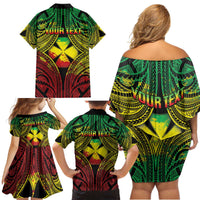 Personalised Wallis and Futuna Territory Day Family Matching Off Shoulder Short Dress and Hawaiian Shirt Polynesian Pattern Simple Style LT05 - Polynesian Pride
