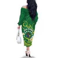 Cook Islands Happy Constitution Day Family Matching Off The Shoulder Long Sleeve Dress and Hawaiian Shirt Pattern Tribal Art LT05 - Polynesian Pride