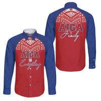 Aiga Samoa Family Matching Long Sleeve Bodycon Dress and Hawaiian Shirt Aiga Is Everything LT05 Dad's Shirt - Long Sleeve Red - Polynesian Pride