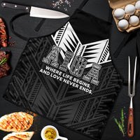 Samoa Aiga Apron Samoan Tribal Pattern LT05 Black - Polynesian Pride