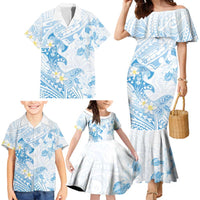 Polynesia Hammerhead Shark Family Matching Mermaid Dress and Hawaiian Shirt Tropical Flowers Tribal Pattern Blue LT05 - Polynesian Pride