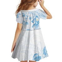 Polynesia Hammerhead Shark Family Matching Off The Shoulder Long Sleeve Dress and Hawaiian Shirt Tropical Flowers Tribal Pattern Blue LT05 - Polynesian Pride