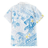 Polynesia Hammerhead Shark Family Matching Off Shoulder Maxi Dress and Hawaiian Shirt Tropical Flowers Tribal Pattern Blue LT05 - Polynesian Pride