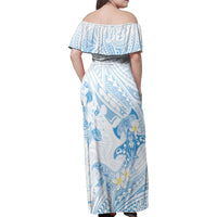 Polynesia Hammerhead Shark Family Matching Off Shoulder Maxi Dress and Hawaiian Shirt Tropical Flowers Tribal Pattern Blue LT05 - Polynesian Pride