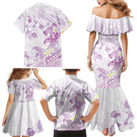 Polynesia Hammerhead Shark Family Matching Mermaid Dress and Hawaiian Shirt Tropical Flowers Tribal Pattern Lavender LT05 - Polynesian Pride