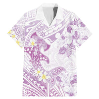 Polynesia Hammerhead Shark Family Matching Mermaid Dress and Hawaiian Shirt Tropical Flowers Tribal Pattern Lavender LT05 Dad's Shirt - Short Sleeve Purple - Polynesian Pride