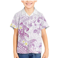 Polynesia Hammerhead Shark Family Matching Mermaid Dress and Hawaiian Shirt Tropical Flowers Tribal Pattern Lavender LT05 Son's Shirt Purple - Polynesian Pride