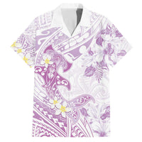 Polynesia Hammerhead Shark Family Matching Off The Shoulder Long Sleeve Dress and Hawaiian Shirt Tropical Flowers Tribal Pattern Lavender LT05 Dad's Shirt - Short Sleeve Purple - Polynesian Pride