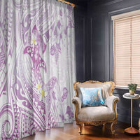 Polynesia Hammerhead Shark Window Curtain Tropical Flowers Tribal Pattern Lavender