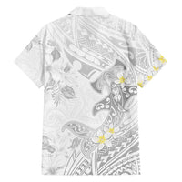 Polynesia Hammerhead Shark Family Matching Off Shoulder Maxi Dress and Hawaiian Shirt Tropical Flowers Tribal Pattern White LT05 - Polynesian Pride