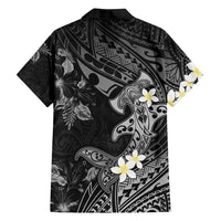 Polynesia Hammerhead Shark Family Matching Off Shoulder Maxi Dress and Hawaiian Shirt Tropical Flowers Tribal Pattern Black LT05 - Polynesian Pride