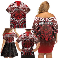 Personalised New Zealand Aotearoa Family Matching Off Shoulder Short Dress and Hawaiian Shirt Te Reo Maori Ake Ake Ake LT05 - Polynesian Pride