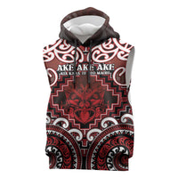 Personalised New Zealand Aotearoa Sleeveless Hoodie Te Reo Maori Ake Ake Ake LT05 Red - Polynesian Pride
