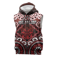 Personalised New Zealand Aotearoa Sleeveless Zip Hoodie Te Reo Maori Ake Ake Ake LT05 Red - Polynesian Pride