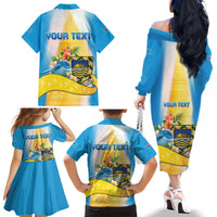 Personalised Tuvalu Independence Day Family Matching Off The Shoulder Long Sleeve Dress and Hawaiian Shirt Tuvalu Mo Te Atua LT05 - Polynesian Pride
