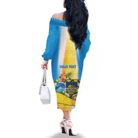 Personalised Tuvalu Independence Day Family Matching Off The Shoulder Long Sleeve Dress and Hawaiian Shirt Tuvalu Mo Te Atua LT05 - Polynesian Pride