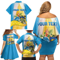 Personalised Tuvalu Independence Day Family Matching Off Shoulder Short Dress and Hawaiian Shirt Tuvalu Mo Te Atua LT05 - Polynesian Pride