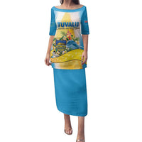 Personalised Tuvalu Independence Day Family Matching Puletasi and Hawaiian Shirt Tuvalu Mo Te Atua LT05 Mom's Dress Yellow - Polynesian Pride