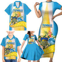 Personalised Tuvalu Independence Day Family Matching Short Sleeve Bodycon Dress and Hawaiian Shirt Tuvalu Mo Te Atua LT05 - Polynesian Pride