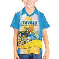 Personalised Tuvalu Independence Day Family Matching Short Sleeve Bodycon Dress and Hawaiian Shirt Tuvalu Mo Te Atua LT05 Son's Shirt Yellow - Polynesian Pride