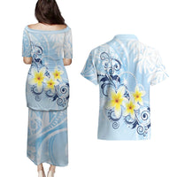 FSM Chuuk Constitution Day Couples Matching Puletasi and Hawaiian Shirt Polynesian Curves Plumeria LT05 - Polynesian Pride