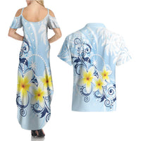FSM Chuuk Constitution Day Couples Matching Summer Maxi Dress and Hawaiian Shirt Polynesian Curves Plumeria LT05 - Polynesian Pride